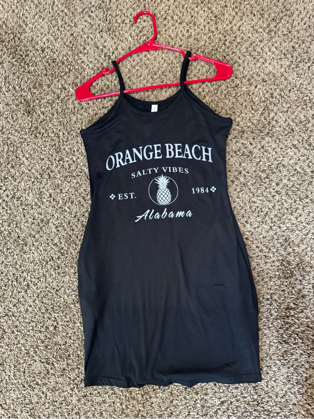 Alvin's Island Black Graphic Tank Top with Light Blue Print